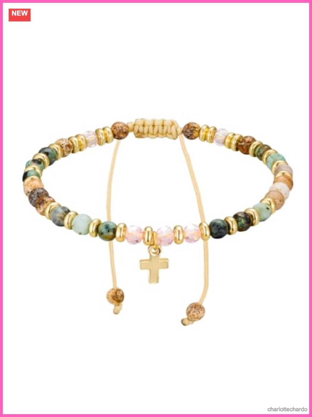 Natural Stone Beaded Bracelet Adjustable 1 Pack